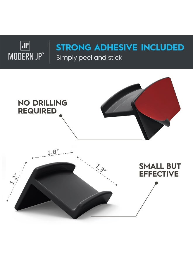 Modern JP Adhesive Hat Hooks for Wall (8-Pack) - Minimalist Hat Rack Design, No Drilling, Strong Hold Hat Hangers - USA Patented, Black - Image 3